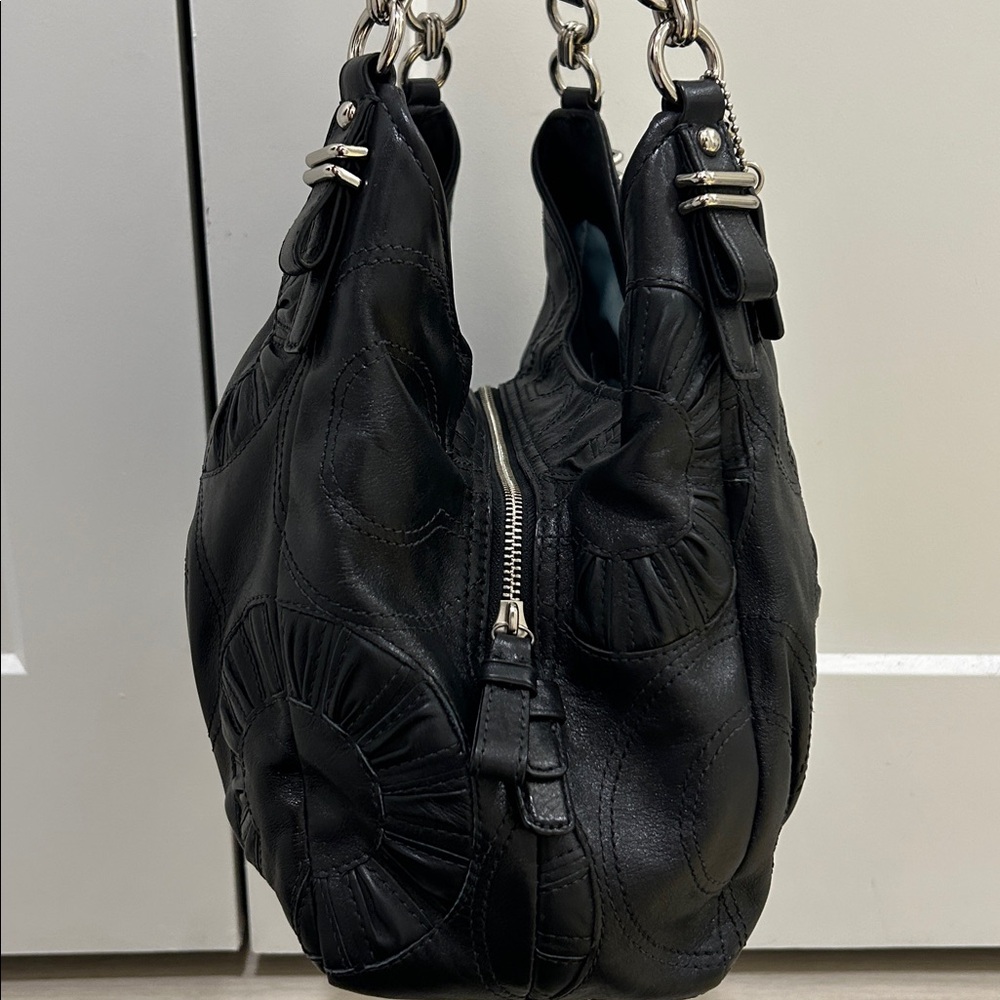 Coach (EUC) Madison Op Art Maggie Embellished Leather Shoulder Bag - Picture 5 of 17